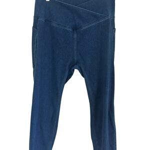 Halara Leggings Flex Crossover Pocket Denim Athleisure Workout Sporty